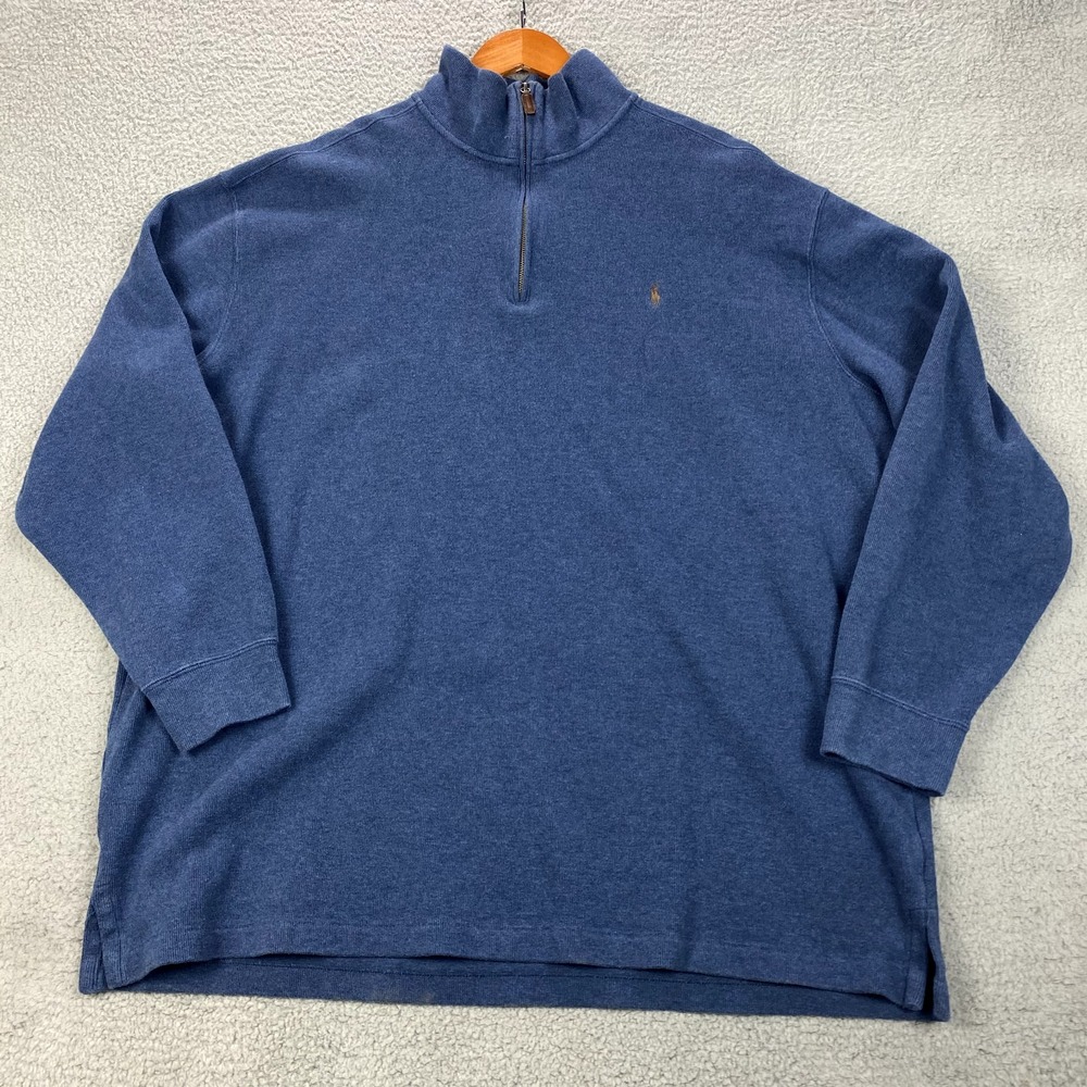 Polo Ralph Lauren Sweater Mens 3XLT Blue Quarter Zip Pullover Preppy Dad